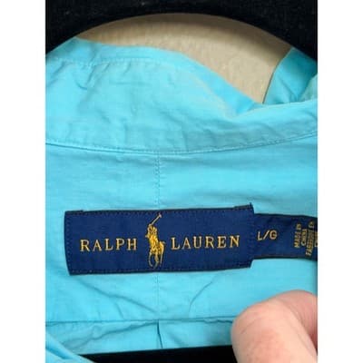 Polo Ralph Lauren Button Down Shirt Men’s Large Blue Pink Pony Logo EUC - Thumbnail 5