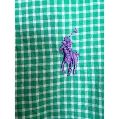 Polo Ralph Lauren Green Check Button Down Shirt Men’s Large Pony Logo EUC - Thumbnail 4