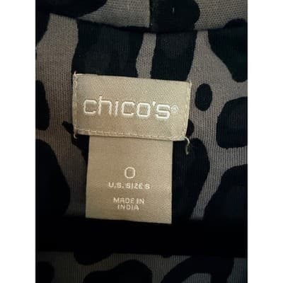 Chico's Women's Polished Cheetah Print Long Sleeve Tunic V-Neck Top Black 0 - Thumbnail 5