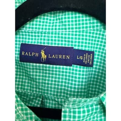 Polo Ralph Lauren Green Check Button Down Shirt Men’s Large Pony Logo EUC - Thumbnail 7
