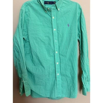 Polo Ralph Lauren Green Check Button Down Shirt Men’s Large Pony Logo EUC - Thumbnail 2