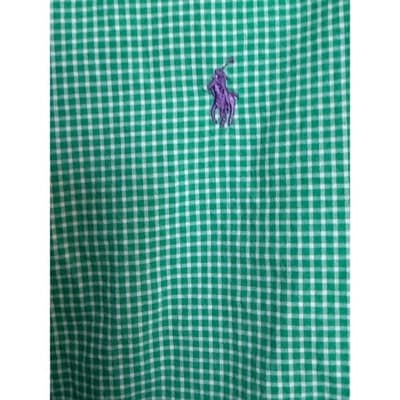 Polo Ralph Lauren Green Check Button Down Shirt Men’s Large Pony Logo EUC - Thumbnail 3