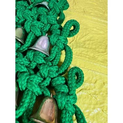 Vintage Christmas Tree Macrame Hanging Bells 60s 70s Retro 24” - Thumbnail 6