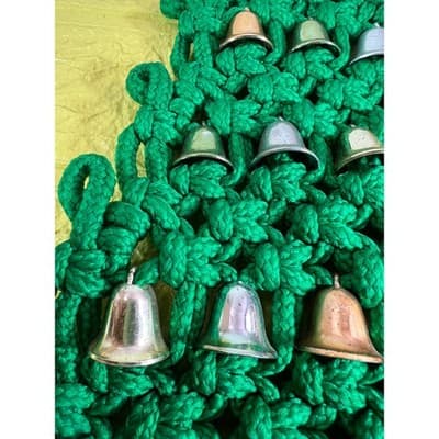 Vintage Christmas Tree Macrame Hanging Bells 60s 70s Retro 24” - Thumbnail 11