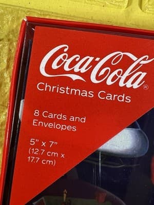 Santa Coca Cola Bottle Christmas Cards 8 Cards/8 Envelopes 5" X 7" NEW RARE - Thumbnail 2