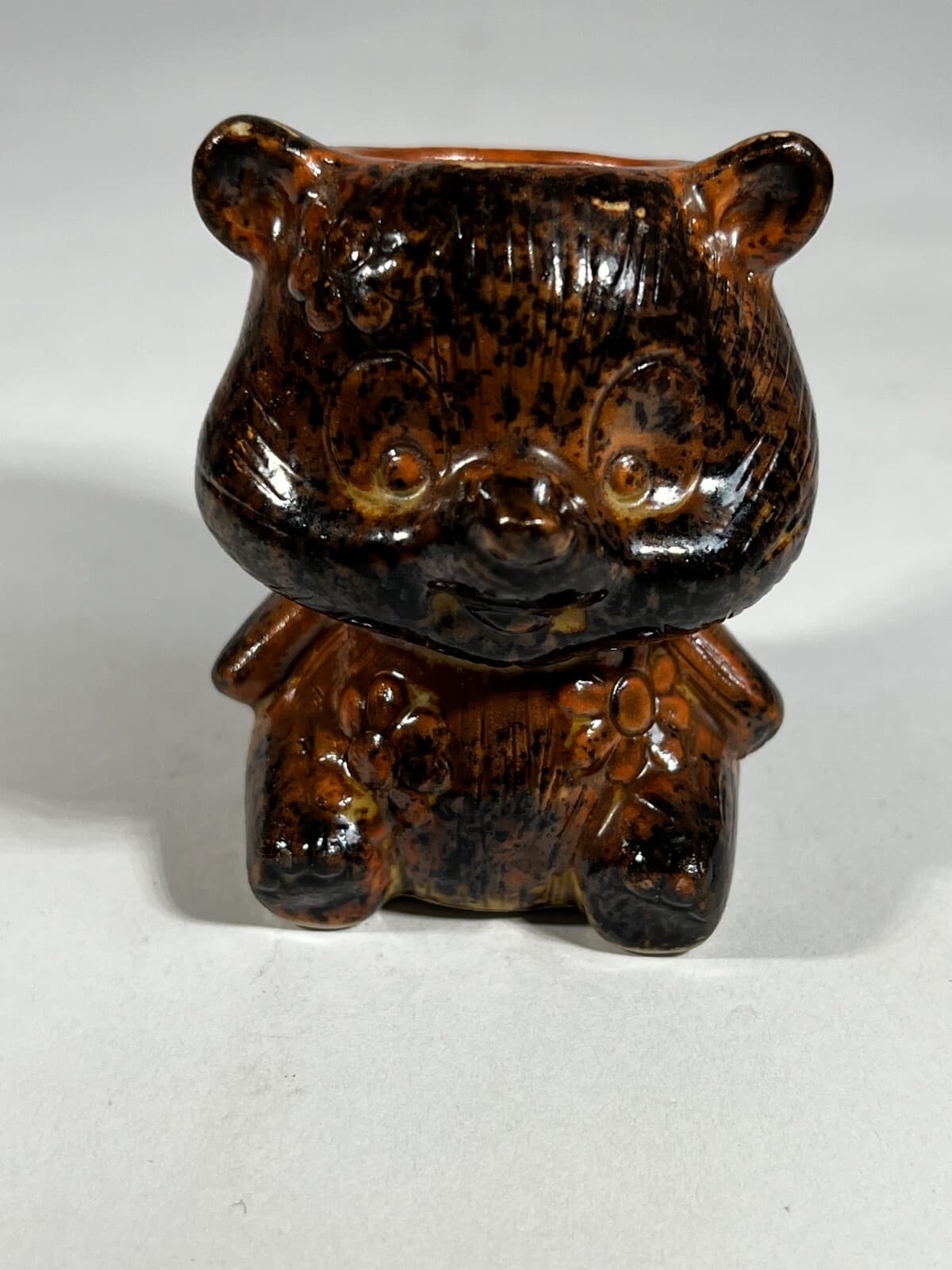 Vintage Brown Teddy Bear Ceramic Toothpick Holder Figurine 2” Tall - Thumbnail 3