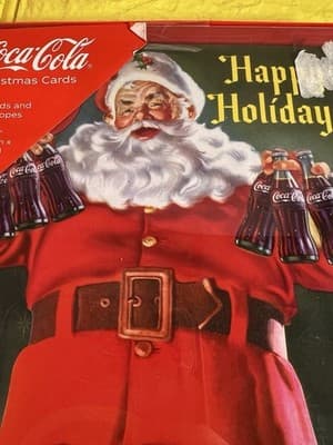 Santa Coca Cola Bottle Christmas Cards 8 Cards/8 Envelopes 5" X 7" NEW RARE - Thumbnail 4