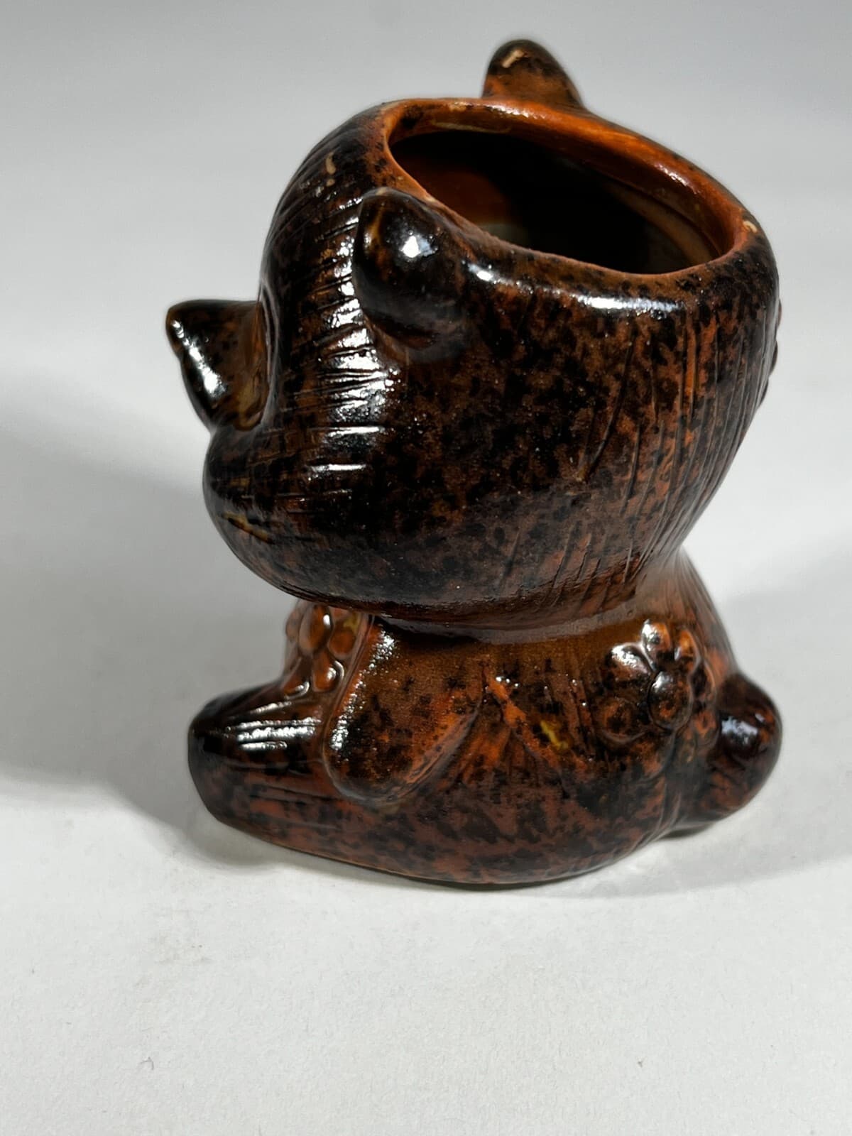 Vintage Brown Teddy Bear Ceramic Toothpick Holder Figurine 2” Tall - Thumbnail 4
