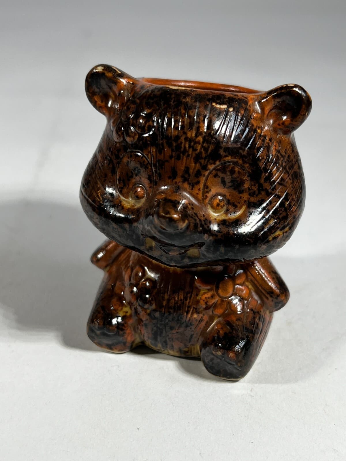 Vintage Brown Teddy Bear Ceramic Toothpick Holder Figurine 2” Tall - Thumbnail 7