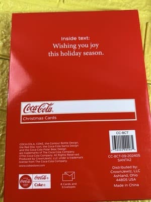 Santa Coca Cola Bottle Christmas Cards 8 Cards/8 Envelopes 5" X 7" NEW RARE - Thumbnail 5