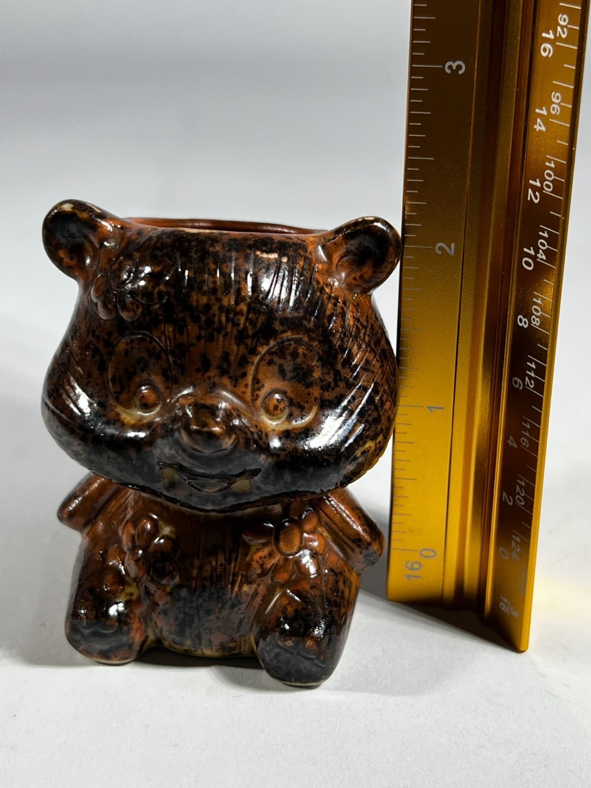 Vintage Brown Teddy Bear Ceramic Toothpick Holder Figurine 2” Tall - Thumbnail 10