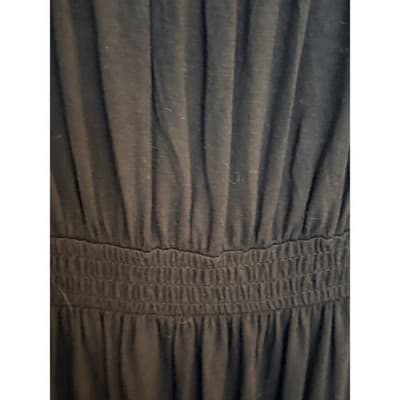 Liz Lange Ruched Jersey Knit Cap Sleeve Maternity Maxi Dress Black S EUC - Thumbnail 3