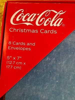 Santa Coca Cola Bottle Christmas Cards 8 Cards/8 Envelopes 5" X 7" NEW RARE - Thumbnail 2