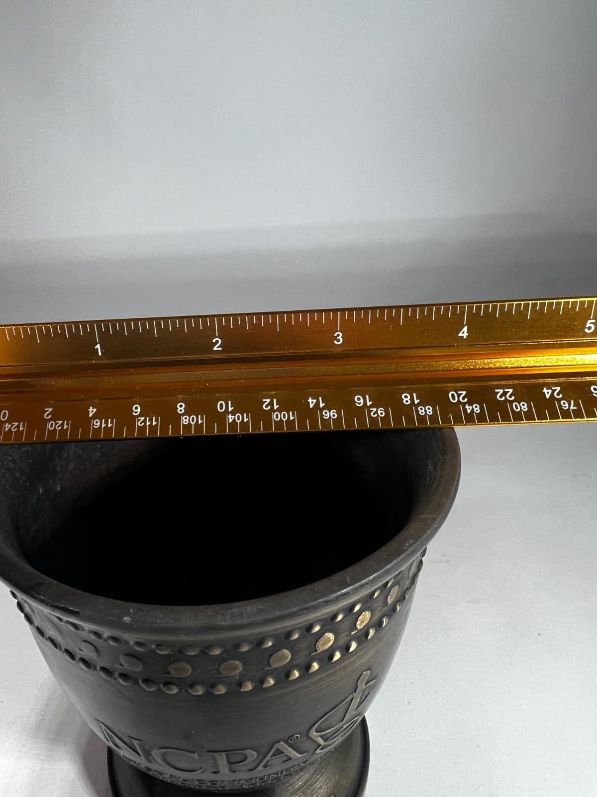 Mortar Vintage Bronze Brass Metal Pharmacopoeia no pestle 4" Height - Thumbnail 11