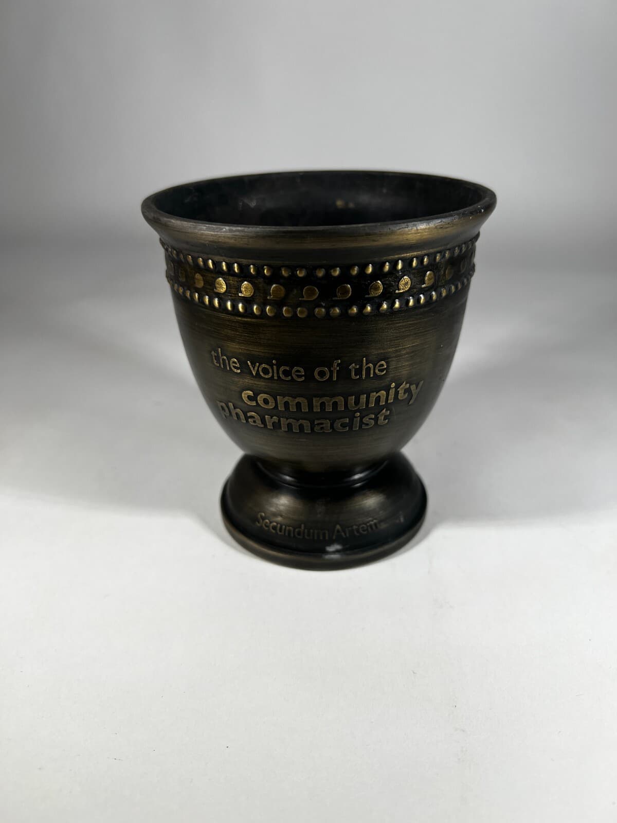 Mortar Vintage Bronze Brass Metal Pharmacopoeia no pestle 4" Height - Thumbnail 3