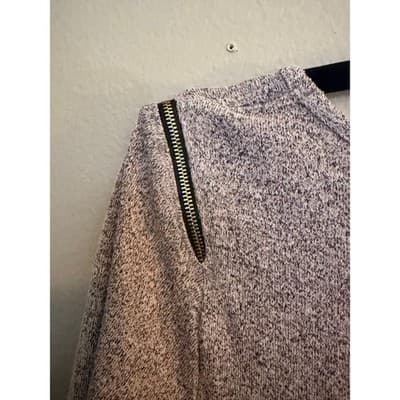 Papermoon Gray Knit Sweater Zip Shoulder Long Sleeve Women’s Medium EUC - Thumbnail 12