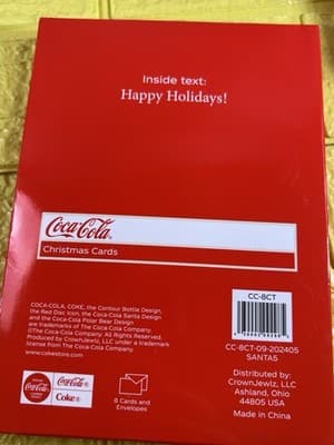 Santa Coca Cola Bottle Christmas Cards 8 Cards/8 Envelopes 5" X 7" NEW RARE - Thumbnail 6
