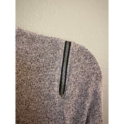 Papermoon Gray Knit Sweater Zip Shoulder Long Sleeve Women’s Medium EUC - Thumbnail 11