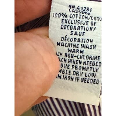 Polo Ralph Lauren Slim Fit Shirt Men’s Large White Navy Stripe Button Down - Thumbnail 7