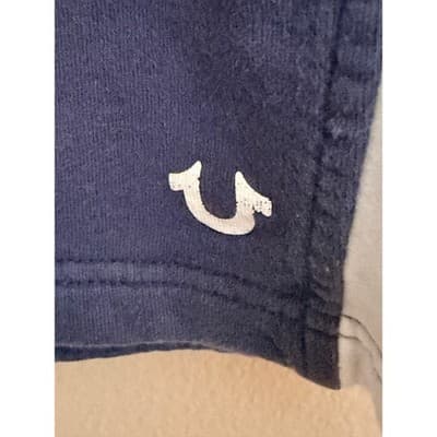 True Religion Sweat Shorts Men’s Large Blue Side Logo Drawstring EUC - Thumbnail 3