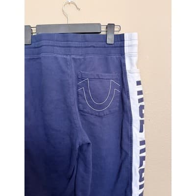 True Religion Sweat Shorts Men’s Large Blue Side Logo Drawstring EUC - Thumbnail 7