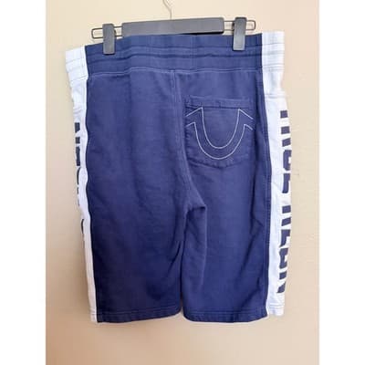 True Religion Sweat Shorts Men’s Large Blue Side Logo Drawstring EUC - Thumbnail 6