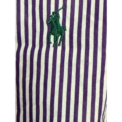 Polo Ralph Lauren Slim Fit Shirt Men’s Large White Navy Stripe Button Down - Thumbnail 3