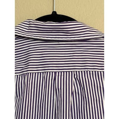 Polo Ralph Lauren Slim Fit Shirt Men’s Large White Navy Stripe Button Down - Thumbnail 8