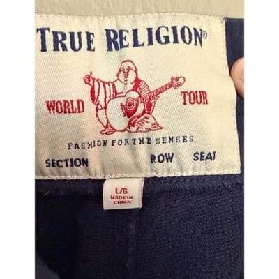 True Religion Sweat Shorts Men’s Large Blue Side Logo Drawstring EUC - Thumbnail 11