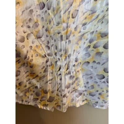 Alfred Dunner Petite Blouse Gray Yellow Print Button Front Quarter Sleeve Small - Thumbnail 10