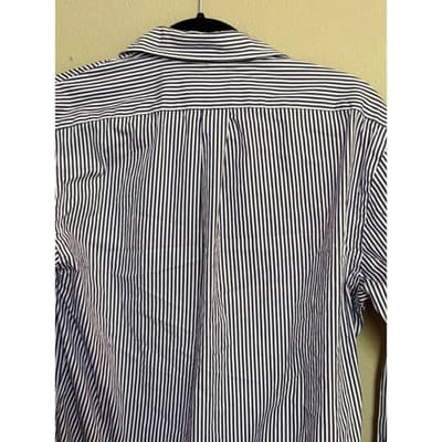Polo Ralph Lauren Slim Fit Shirt Men’s Large White Navy Stripe Button Down - Thumbnail 9