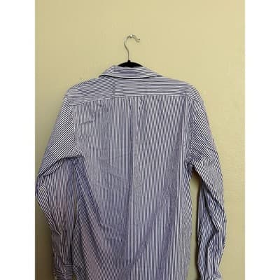 Polo Ralph Lauren Slim Fit Shirt Men’s Large White Navy Stripe Button Down - Thumbnail 10