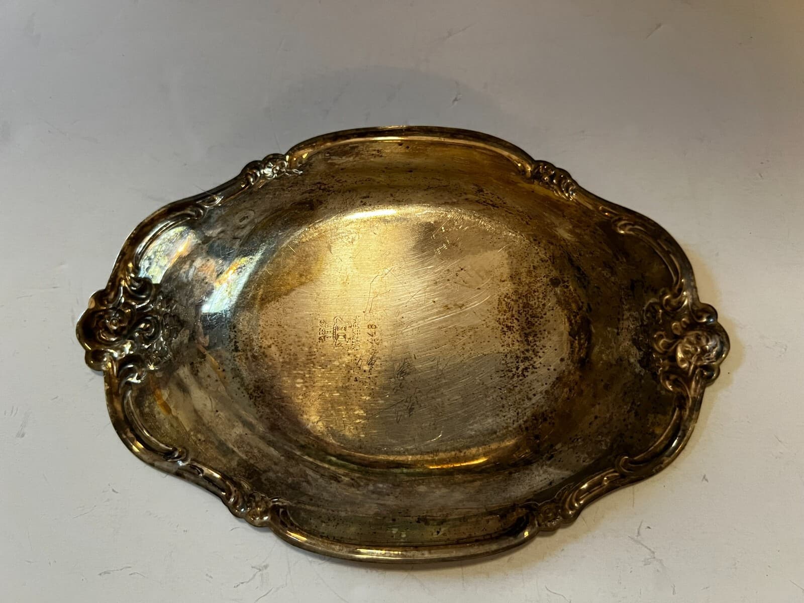 International Silver Company Bon Bon 448 Dish Vanity Tray Vintage 9" Marked - Thumbnail 3