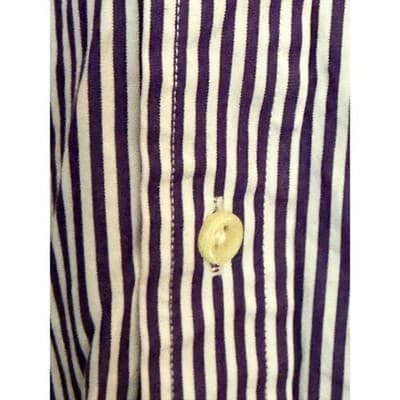 Polo Ralph Lauren Slim Fit Shirt Men’s Large White Navy Stripe Button Down - Thumbnail 5