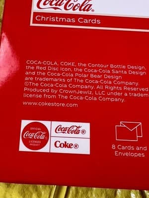 Santa Coca Cola Bottle Christmas Cards 8 Cards/8 Envelopes 5" X 7" NEW RARE - Thumbnail 4