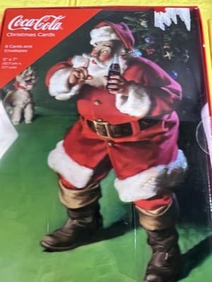 Santa Coca Cola Bottle Christmas Cards 8 Cards/8 Envelopes 5" X 7" NEW RARE - Thumbnail 5