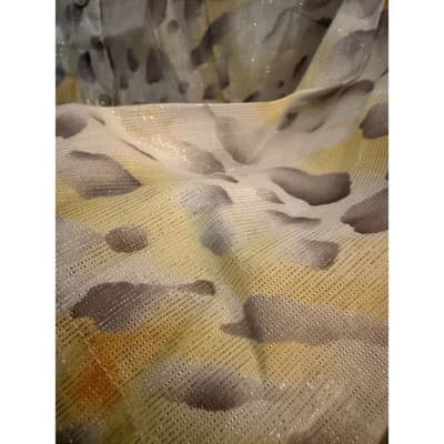 Alfred Dunner Petite Blouse Gray Yellow Print Button Front Quarter Sleeve Small - Thumbnail 6