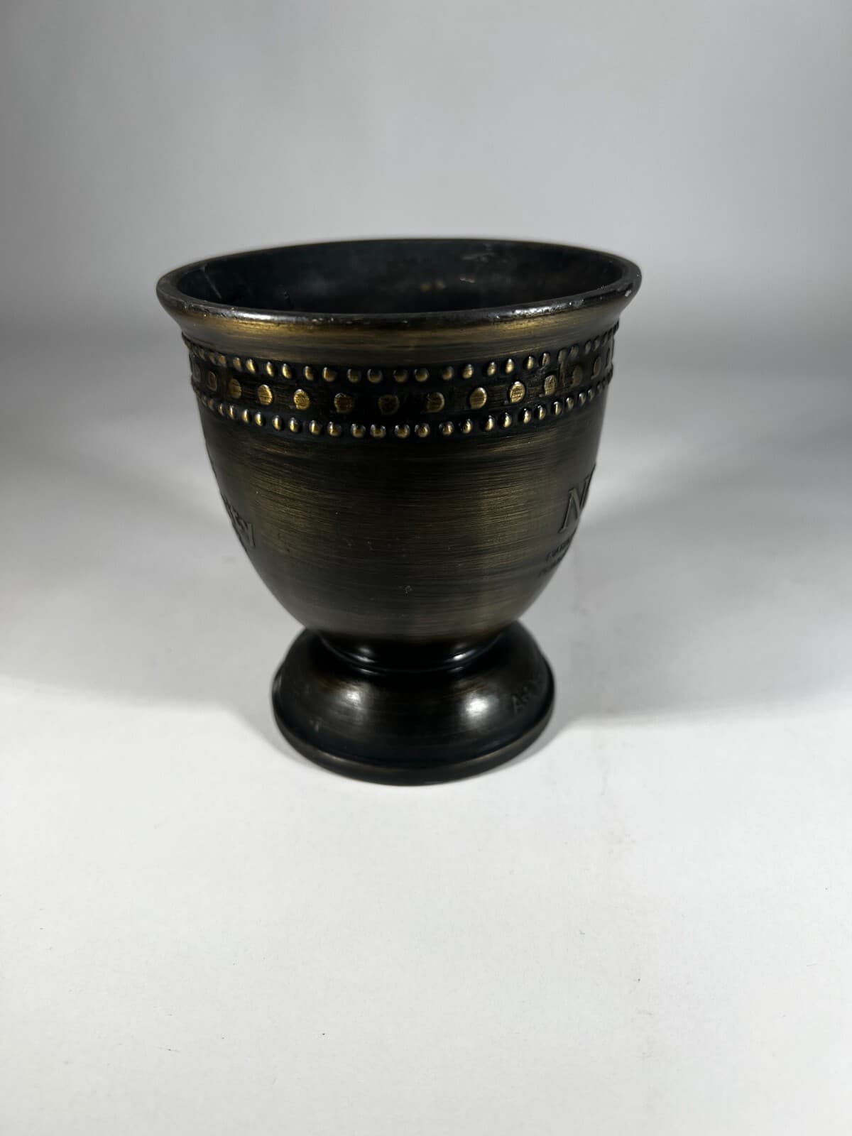 Mortar Vintage Bronze Brass Metal Pharmacopoeia no pestle 4" Height - Thumbnail 4
