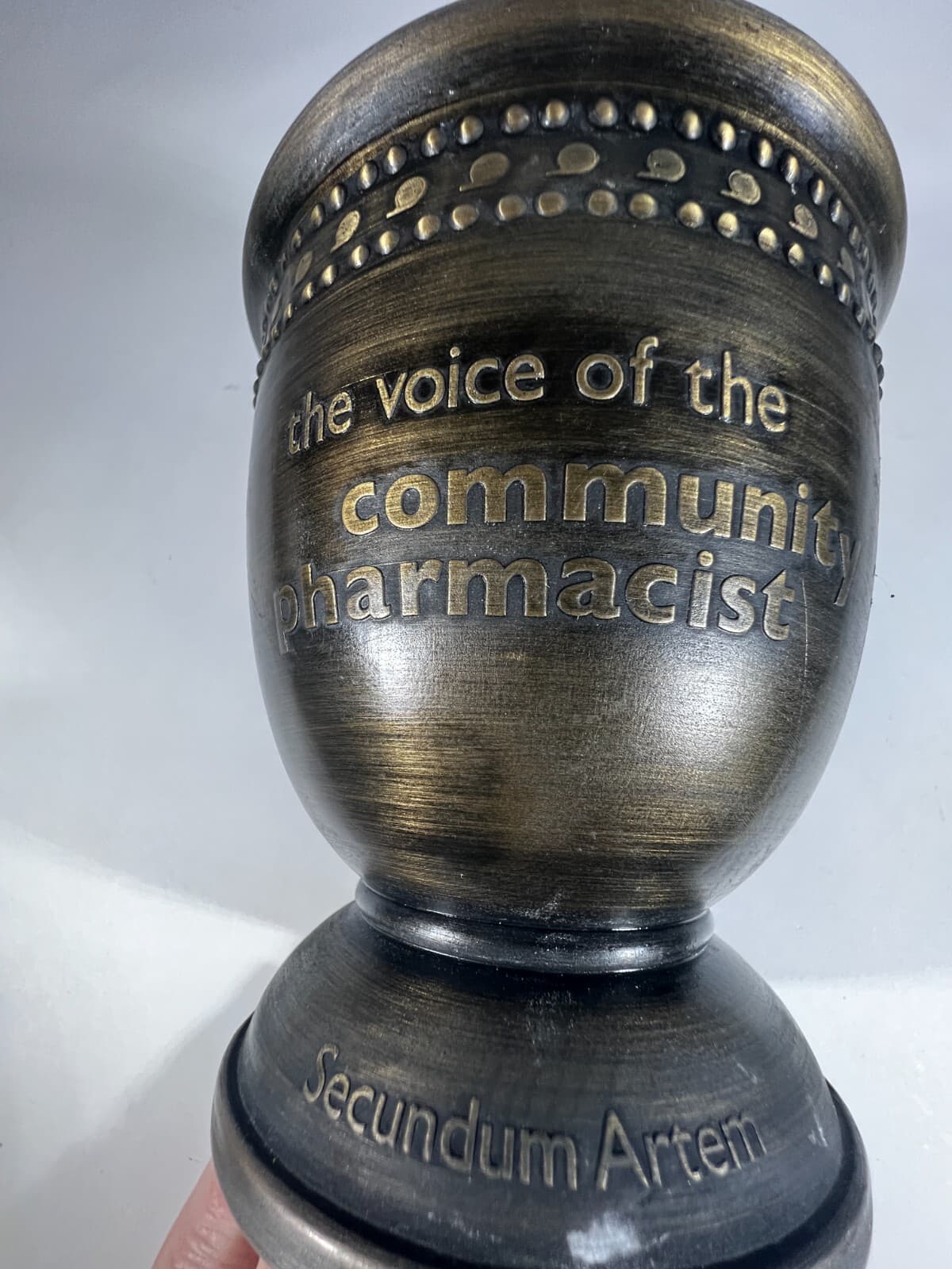 Mortar Vintage Bronze Brass Metal Pharmacopoeia no pestle 4" Height - Thumbnail 13