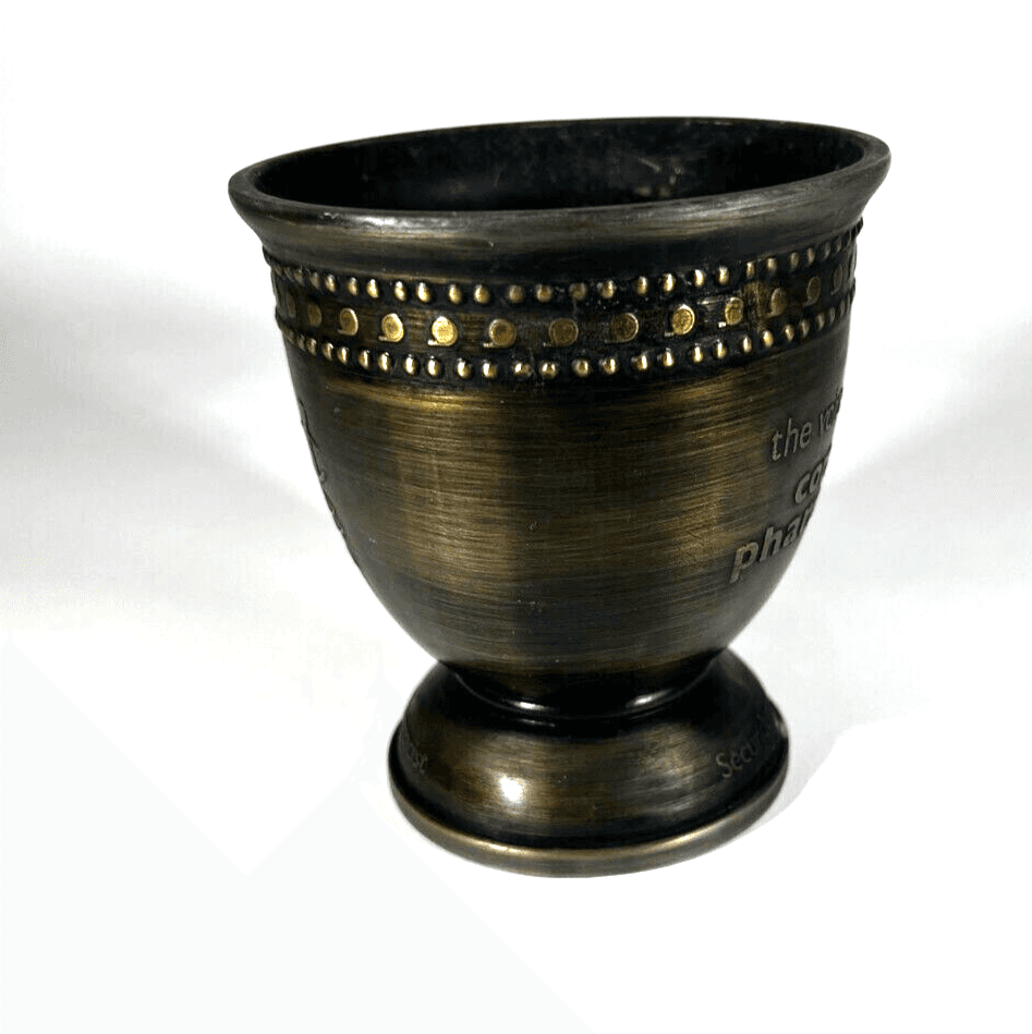 Mortar Vintage Bronze Brass Metal Pharmacopoeia no pestle 4" Height - Thumbnail 2