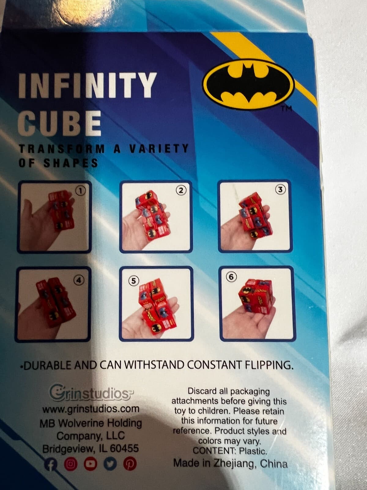 DC Batman Superhero Infinity Cube Anxiety Stress Fidget Toy NEW Grinstudios - Thumbnail 6