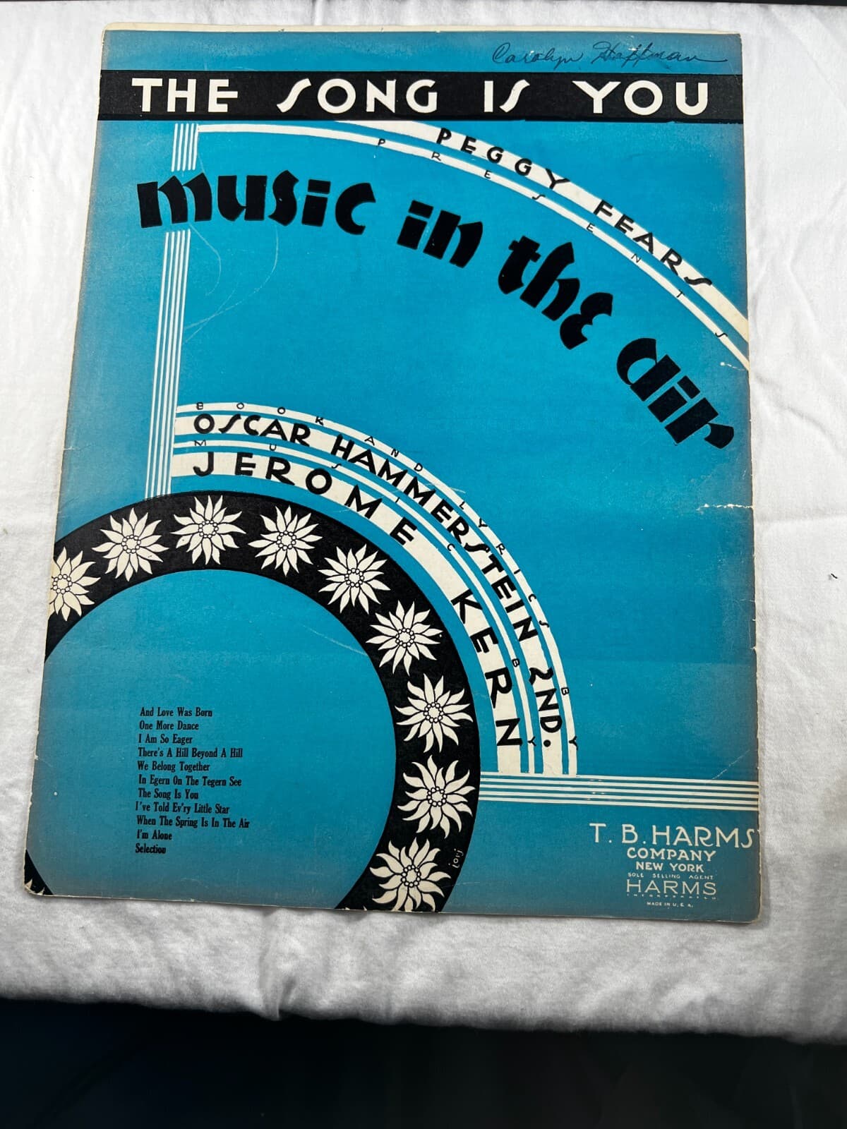 Vintage Sheet Music 1932 The Song Is You Music In The Air Oscar Hammerstein Kern