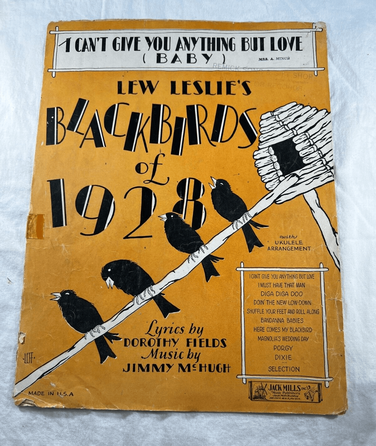 Vintage Sheet Music 1928 Can't Give You Anything But Love Baby Blackbirds Leslie
