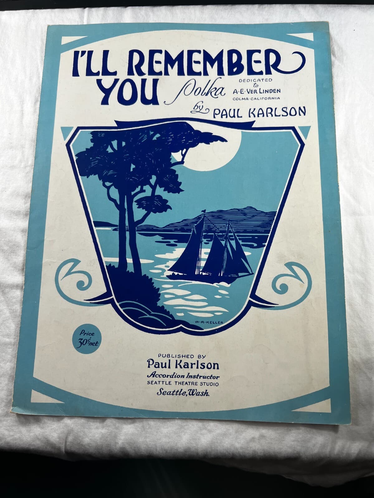 Vintage Sheet Music 1933 I'll Remember You Polka Paul Karlson A.E. Ver Linden