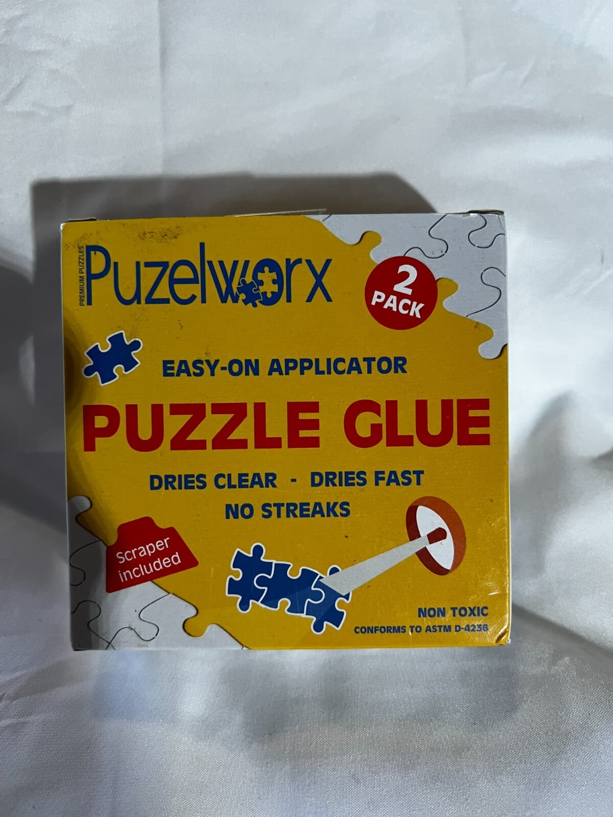 Puzelworx Puzzle Glue Pack of 2 Dries Clear Sealant Scraper NEW Non Toxic Safe