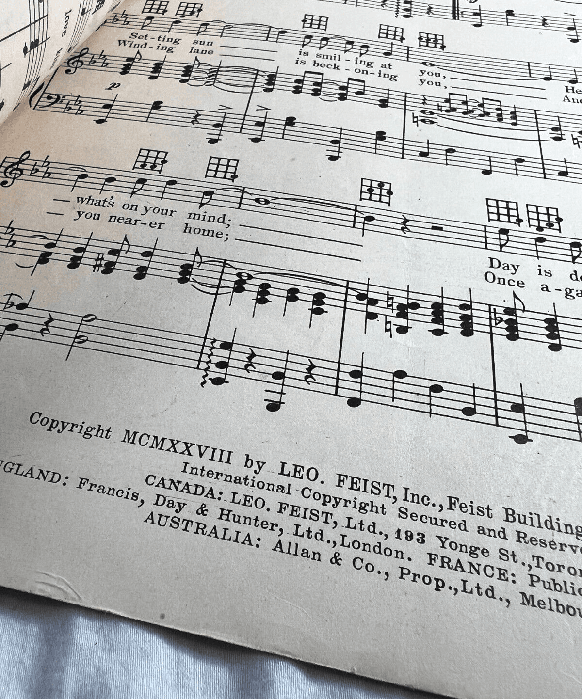 Vintage Sheet Music 1929 Down Where the Sun Goes Down Fox Trot Jones Buck Feist - Thumbnail 2