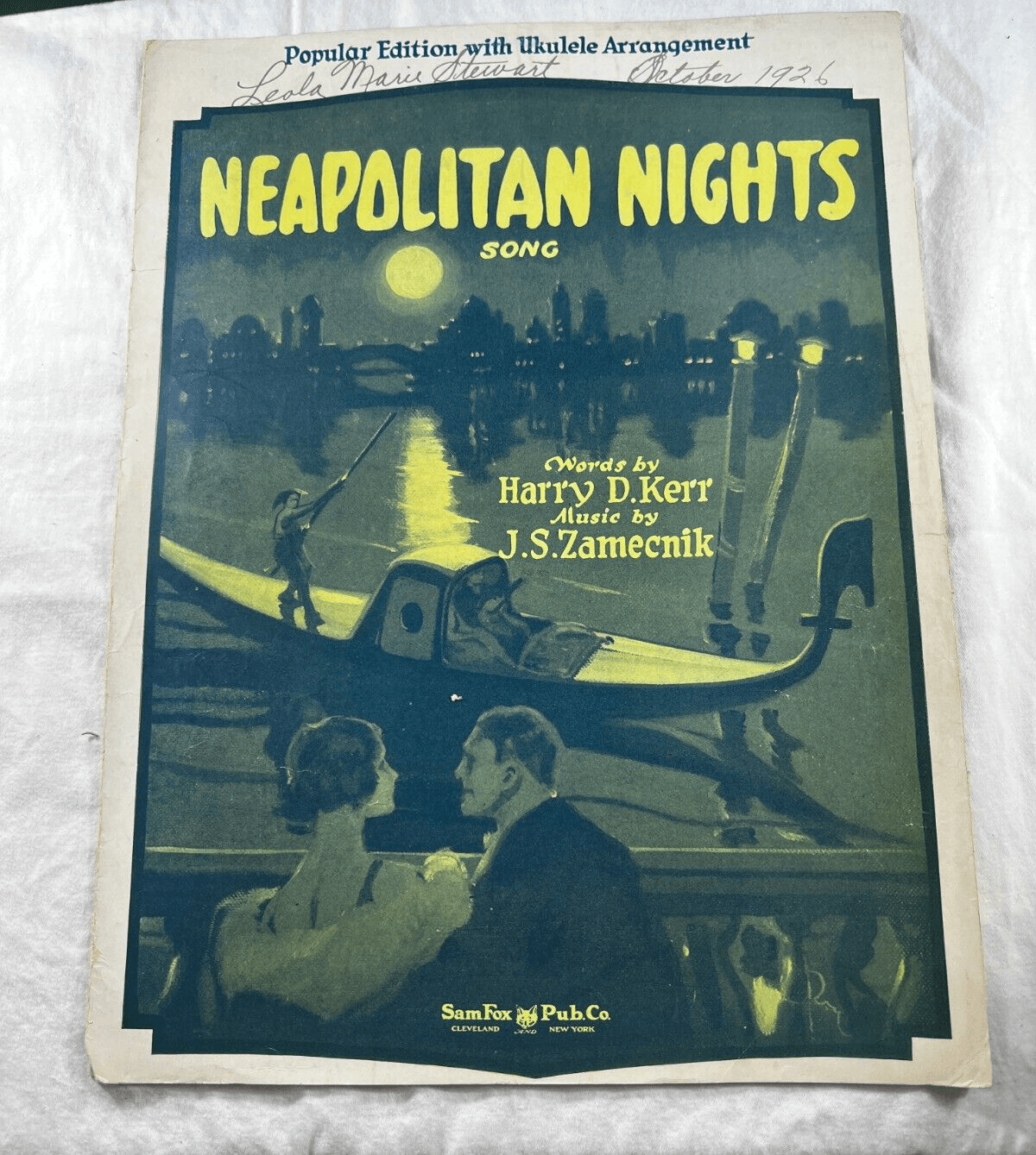 Vintage Sheet Music 1926 Neopolitan Nights Song Harry D. Kerr J.S. Zamecnik