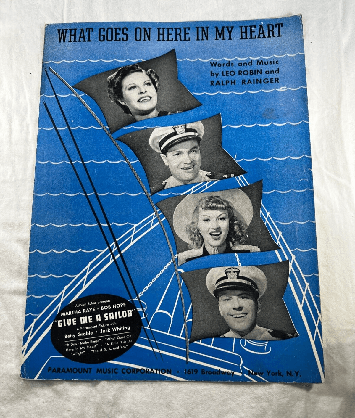 Vintage Sheet Music 1938 What Goes On Here In My Heart Martha Raye Bob Hope