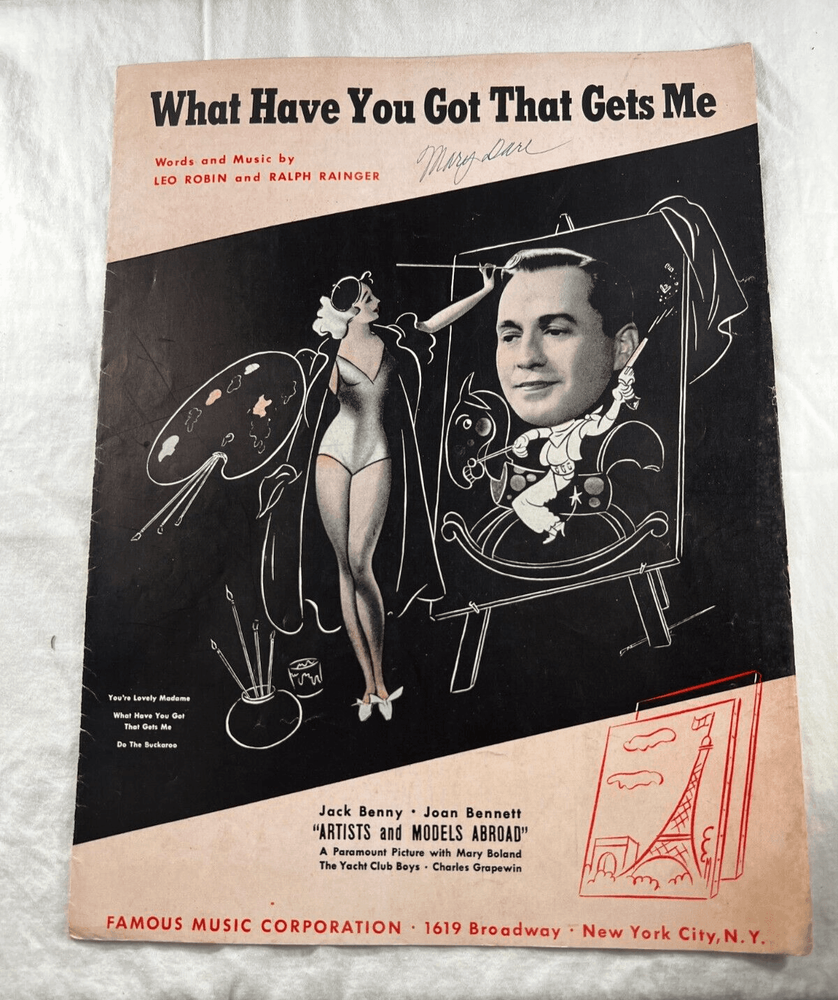 Vintage Sheet Music 1938 What Have You Got That Gets Me Jack Benny Paramount