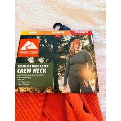 Ozark Trail Seamless Base Layer Crew Neck Top Orange Women’s XS NWT - Thumbnail 2
